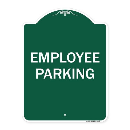 SIGNMISSION Designer Series Employee Parking, Green & White Heavy-Gauge Aluminum Sign, 24" x 18", GW-1824-9849 A-DES-GW-1824-9849